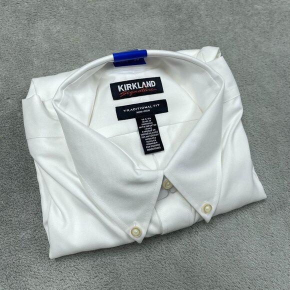 Kirkland Signature White Non-Iron Dress Shirt 16.5x33 Button Down a1373 - Picture 1 of 6